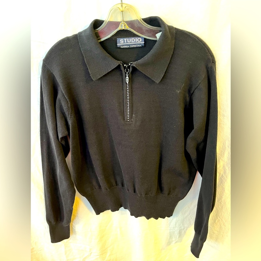 Black 1/2 Zip Sweater by Studio Marisa Christina